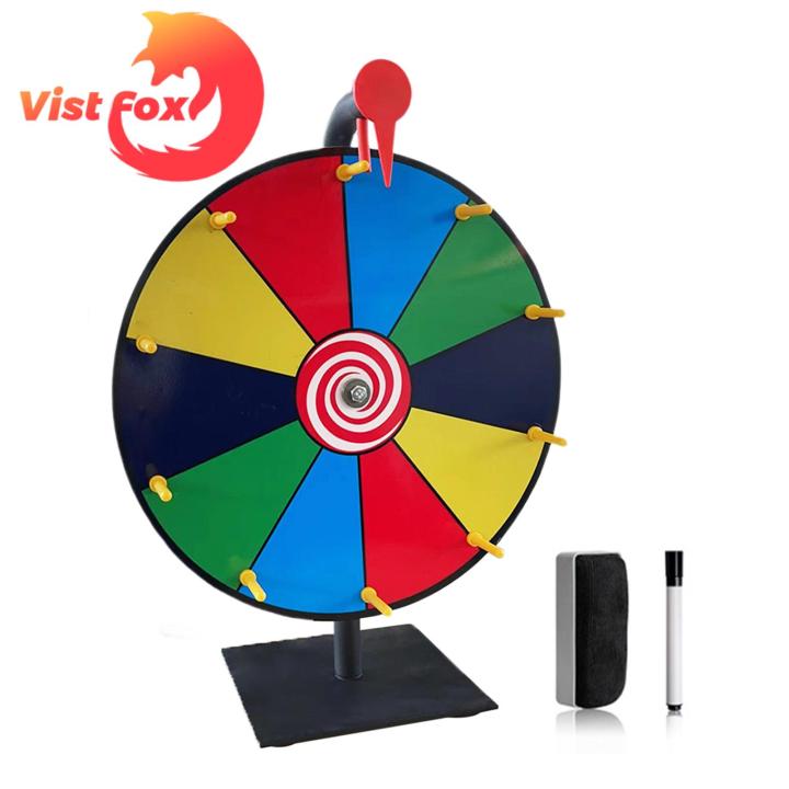 Exciting Noise Prize Wel 12 Inch Prize Wel with Stand for Carnivals Trade Shows Spinning Rou te Wel with Marker Eraser Big Turnle for Fun Events Prize Wel with Red inter