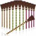 12 Piece Halloween Witch Broom Pencil Colorful Witch Broom Pens Wood Witch Broom Pencil. 