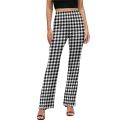 Retro Checkerboard Pants White And Black Check Trendy Flare Trousers Autumn Woman Print Street Wear Slim Fit Pants.