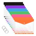 12 Pcs A4 Binder Pocket Expandable Envelopes Clear Plastic Envelopes for Ring Binder Folder, Snap Button.