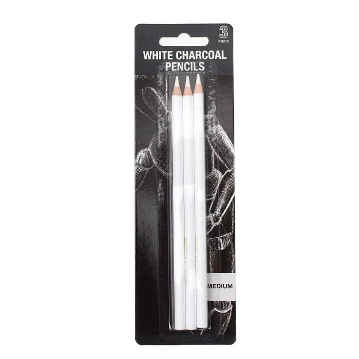 Keep Smiling White Charcoal Pencil Set for Sketching, Drawing & Artistic Work – 3 Pieces
