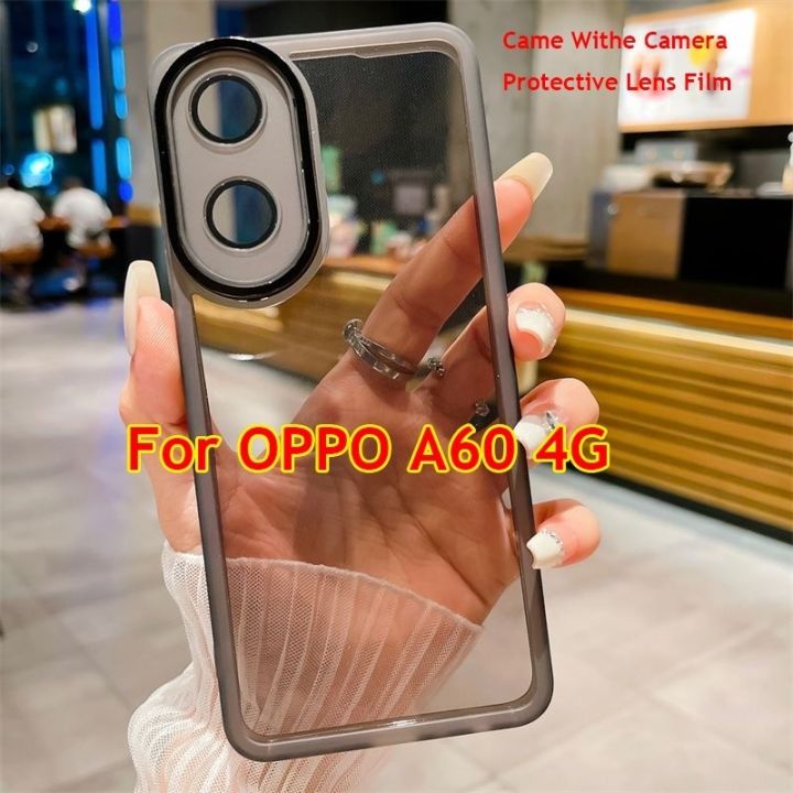 OPPO A60 4G OPPOA60 A 60 Clear Shockproof Case with Camera Lens Protector Film Shockproof Phone Back Cover Casing