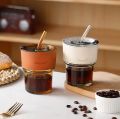NEW 450ml Glass Cups With Cover+Straw+Leather Sleeveand,Reusable Boba Bottle, Iced Coffee Glasses, Travel Tumbler For Bubble Tea.