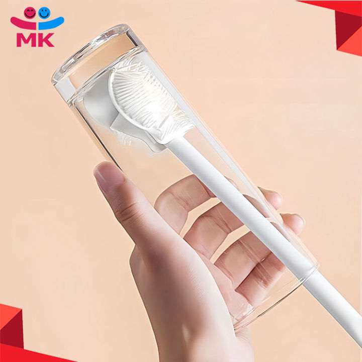 Multi-Functional Household Baby Bottle Brush 360 Degrees Rotate Foldable Long Handle Cups Brush Silicone Soft Bristle Cleaning Brush Kitchen Tools