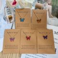 Bohemian Trendy Butterfly Necklace Thin Chain Cute Colorful Pendant Necklace Niche Design Charm Clavicle Necklace for Women Girls Jewelry Gift. 