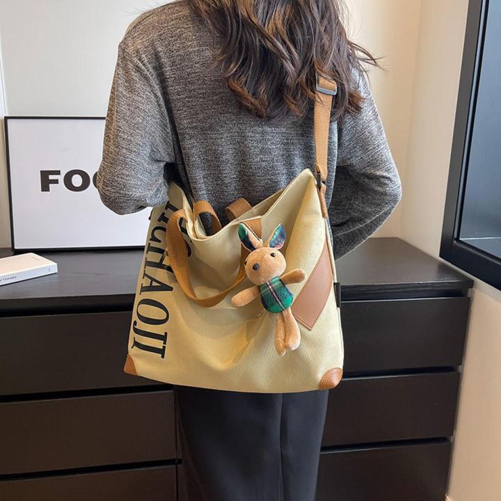 Korean Style High Quality Large Capacity Canvas Tote Bag for Women 2023 New Portable Messenger Bag College Student Class Commuting