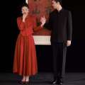 Long sleeved toasting gown for the bride 2024, wine red cheongsam, new Chinese banquet, small stature engagement dress, back in style.