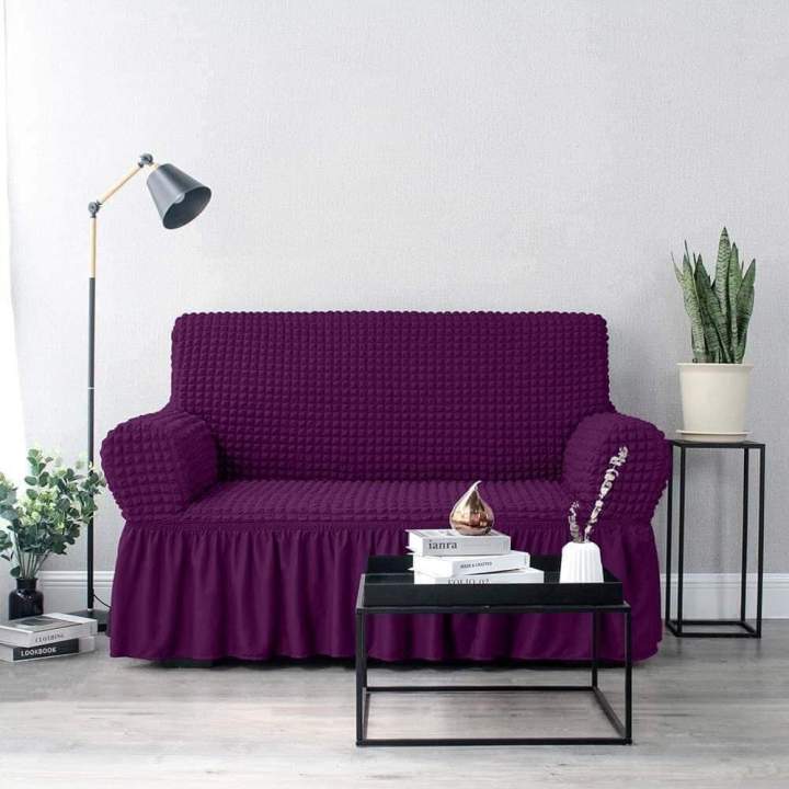 2 Seat French Lace Spandex Elastic Stretch Solid Color Sofa Cover