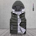 Brand Men's Vest Winter Sleeveless Jackets Down Vest Men Hooded Warm New 2022 Casual Outwear Hat Detachable Outer Vest Chalecos.