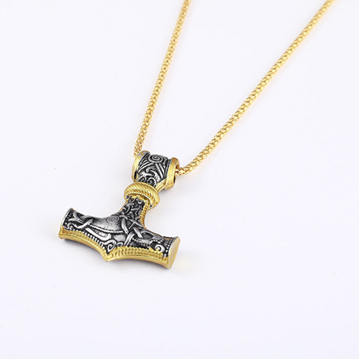 Norse Thor's Hammer Talisman Nordic Viking Vegvisir Mjolnir Compass Amulet Pendant Necklace Men