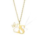 Fashion Beauty Face Flower Initial Stainless Steel Letter Pendant Necklace Fine Gold Plated 26 Alphabet Necklace for Women. 