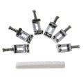 BRADOO- 1Pc Modern and Vintage Electric Guitar Six String Nut Cattle Bone Slotted & 6X Replacement Chrome Tremolo Bridge Saddles. 