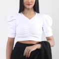 Cotton Half Body Short Sleeve Crop Tops Blouse for Women - Casual and Trendy.