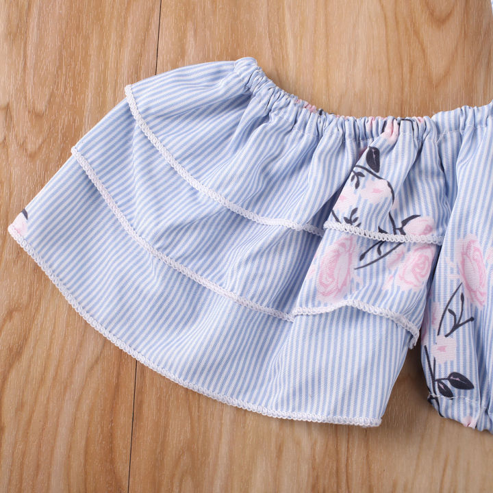 2PCS%20Baby%20Girls%20Off%20Shoulder%20T-shirts%20Tops+%20Denim%20Shorts%20Outfits%20AU%20-%20Image%205