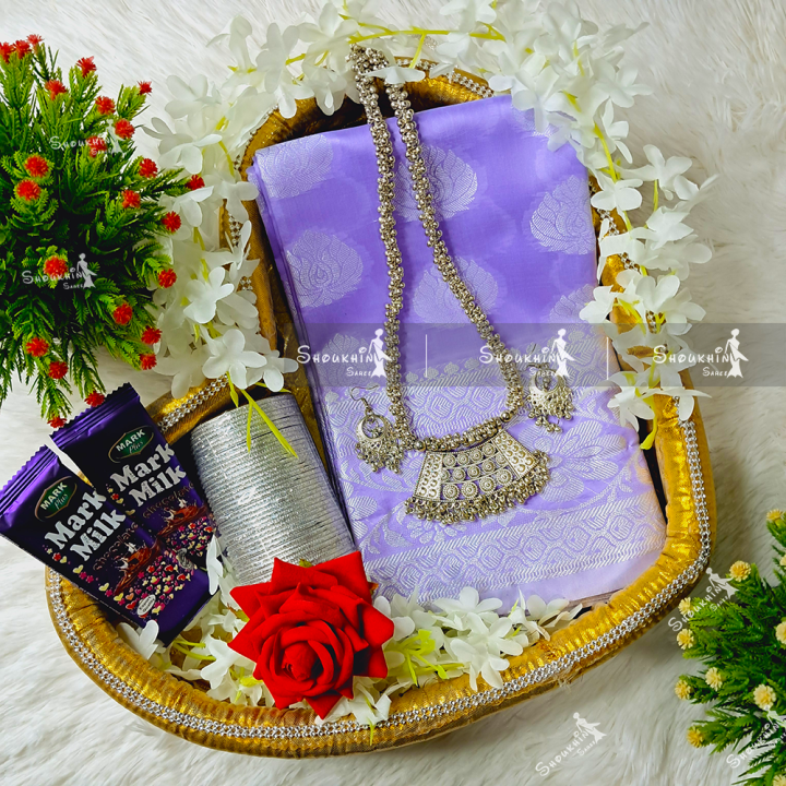 Fashionable Combo Set For Women Silk Katan Saree Combo Gift Set For Girls (Student Budget)