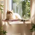 Cat Window Perch Hammock Steady Space Saving with Wood Frame for Indoor Cats Cat Bed pink gray. 