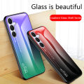 Biruiqu For Samsung Galaxy S25 FE Gradient Tempered Glass Back Soft Silicone Edge Case Cover. 