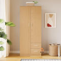 Stylish 2 Door 2 Drawer Almirah Wardrobe with Hanging Rail Wooden Clothes Storage Cupboards Unit for Bedroom Furniture. 