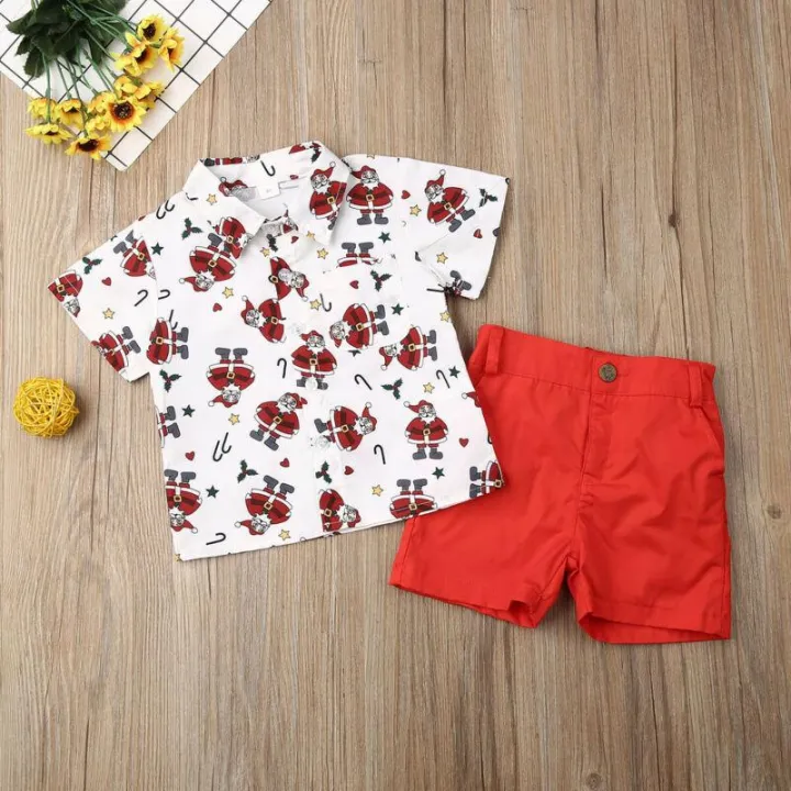 Baby%20Boys%20Kids%20Santa%20Shirt%20Tops+Pants%20Red%20Shorts%20Christmas%20XMAS%20Outfits%20Festival%20Sets%20-%20Image%203