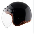 Axor Retro Jet Lether Glossy Black Dual Certified Helmet.