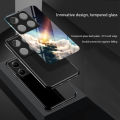 Biruiqu For Xiaomi Mi 14T Pro Shockproof Starry Colorful Tempered Glass Back Soft Silicone Edge Case Cover. 