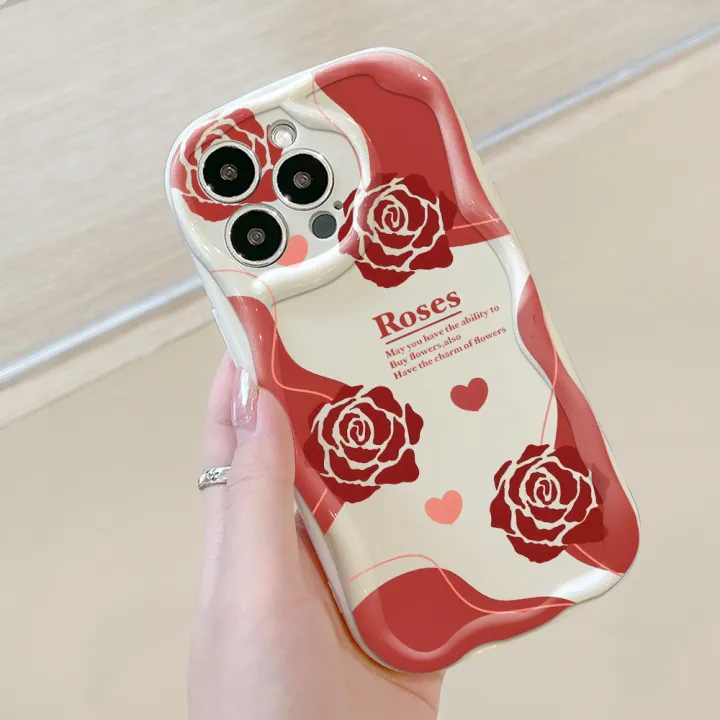 Jizetin%20for%20Samsung%20S22%20Ultra%205G%20Back%20Cover%20Back%20Cover%20Red%20Rose%20Cream%20Wavy%20Edge%20Soft%20Silicone%20Phone%20Case%20-%20Image%208