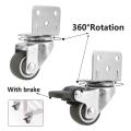 4Pcs 1/1.25/2 In Furniture Castors Universal Swivel Casters with Safety Brake Silent Trolley Wheels for Moving Table Chair Sofa. 