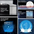 MIDEA 13 Place Setting Freestanding Dishwasher (WQP12-5201F, Silver,7 wash program, Child Lock, Extra Dry & Intensive 70 degree wash, A++ Energy Efficient. 