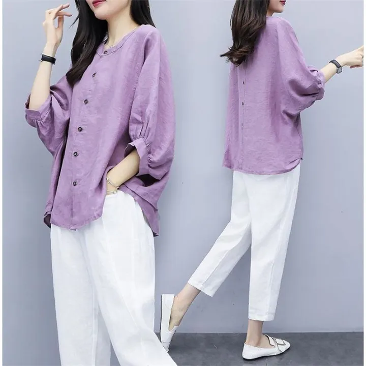 One-PieceSuit%20Women's%20Clothing%20Autumn%20Clothing%20Two-Piece%20Pants%20Cotton%20and%20Linen%20Loose%20Top%20Cropped%20Pants%20Casual%20Fashion%20Set%20-%20Image%205