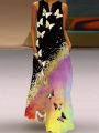 New Lady Spring Summer Long Dress Women Sleeveless Butterfly Print Elegant Dresses For Women 2023 Party Beach Women Dress.