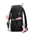 Large School Bags for Teenage Girls USB Port Canvas Schoolbag Student Book Bag Fashion Black Pink Teen School Backpack.