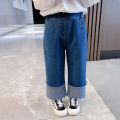Girls' wide-leg pants spring new Korean version of foreign casual loose jeans for small children. 