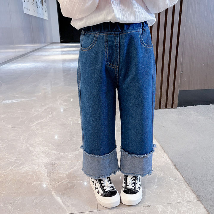 Girls'%20wide-leg%20pants%20spring%20new%20Korean%20version%20of%20foreign%20casual%20loose%20jeans%20for%20small%20children%20-%20Image%203