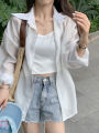 Ice Silk Sun Protection Shirt Women's Summer Tencel Thin Shirt French Style High Sense Cardigan Top Coat Spring and Autumn. 