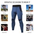 Men's Compression Pants Sports Workout Running Tights Athletic Leggings with Pocket Cool Dry Base Layer for All Season New Style.