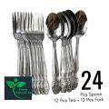 Stainless steel spoon 6 inches 24 pieces Set (12 piece Tea Spoon and 12 piece frock Spoon) for kitchen and dining.. 