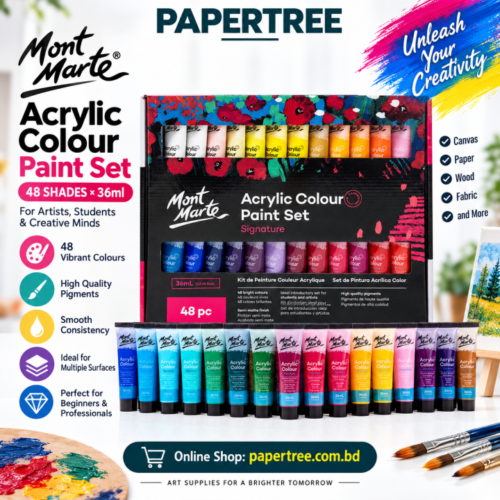 Mont Marte Acrylic Paint Set 48 Shades × 36ml for Painting & Artwork