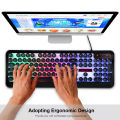 Rainbow LED Backlit Gaming Keyboard Illuminated Keyboard Ergonomic Design Office Work Keyboard for PC Laptop.