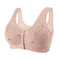 2023 New Style No Cotton Cushion Summer Elderly Cotton Vest Bra Front Buckle Large Size Front Buckle Comfortable Mom Underwear. 