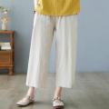 Women's Cotton and Linen Short-Sleeved Shirt2023New Mom Summer Clothes Linen Top Loose Belly-Covering Western Style Slimming Suit.