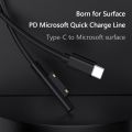 1.5m USB Type-C Power Supply PD Fast Charger Adapter USB C Fast Charging Cable for Microsoft Surface Pro 7/6/5/4/3 Book/Book 2. 