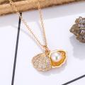 Necklace / Korean design silver plated shell pearl locket necklace for women and girls. 