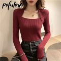 Women Sweater Pullover Long Sleeve Top Square Collar Casual Fashion Women Jumper Knitwear Sweater Tops Dropshipping.