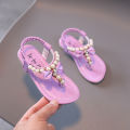 Summer Girls Shoes Bead Flats Fling Princess Shoes Baby Dance Shoes Kids Sandals Children Wedding Shoes Pink.