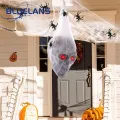 Halloween Skull Decor Spooky Voice Activated Skeleton Skull Ornament with Led Red Eyes Fake Spider Perfect Halloween Decor for Indoor Outdoor Parties Outdoor Halloween Decor. 