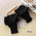 1Pair Fashion Women Faux Rabbit Fur Hand Wrist Crochet Knitted Fingerless Gloves Knitting Mittens Winter Autumn.