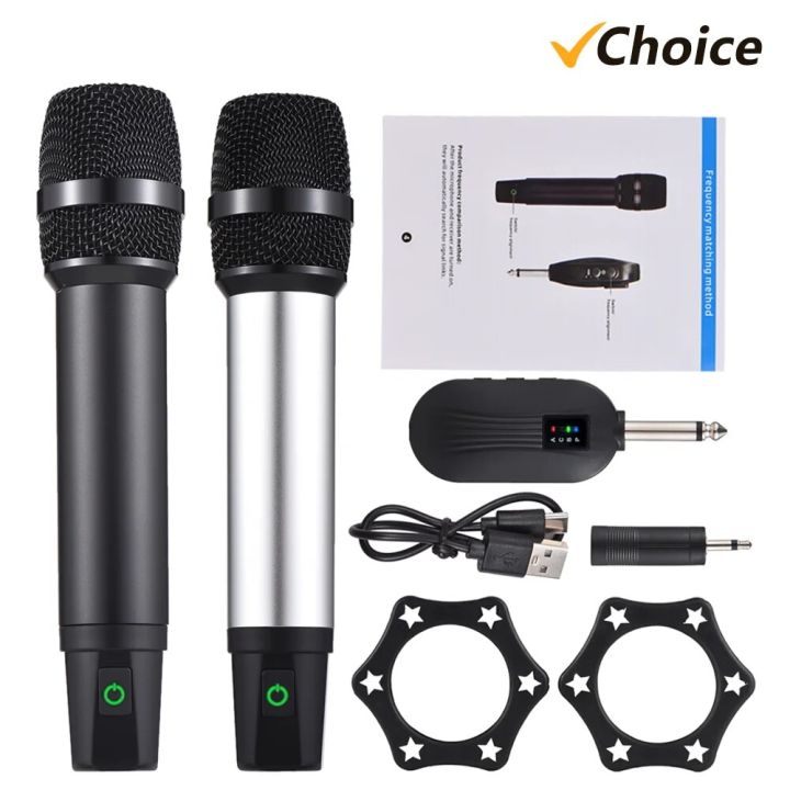 Professional UHF Wireless Microphone System Handheld Cordless Microphone Receiver Rechargeable Mic 16 Channels for Video Live