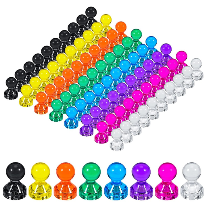 80 Piece Strong , Multicolor Plastic+Metal Refrigerator Magnet, Small Magnets (8 Colors)