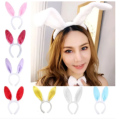 Cute Bunny Ears Headband Women's Plush Lugs Hare Ears Hairband Girl Rabbit Ears Headwear Cosplay Costume Hair Accessories 1Pcs. 