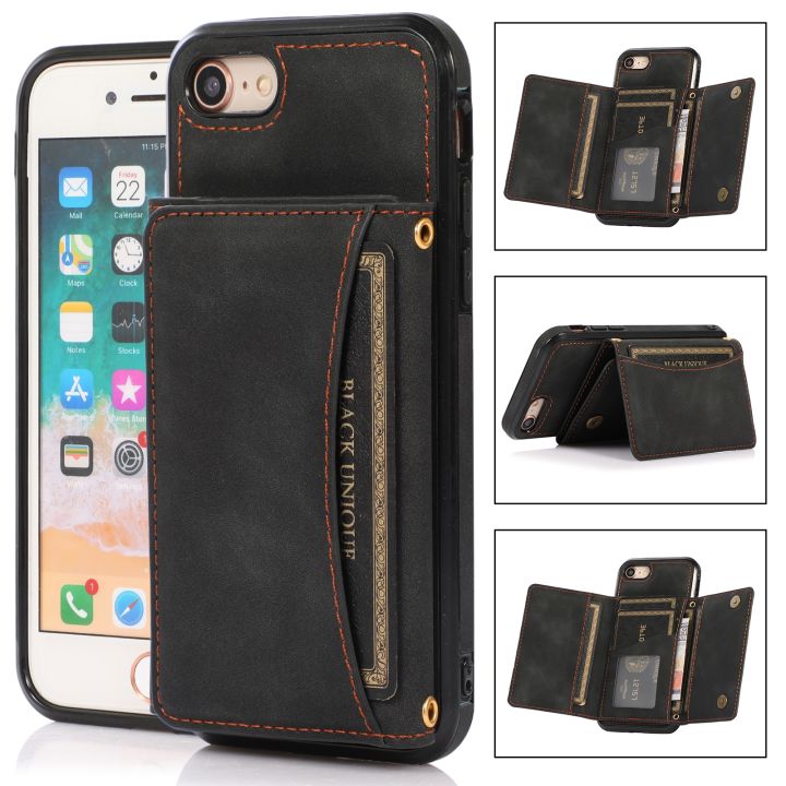 For iPhone SE 2022 SE 2020 Three-fold Leather Phone